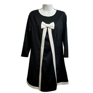 Elegant Black and White Long Sleeve Dress